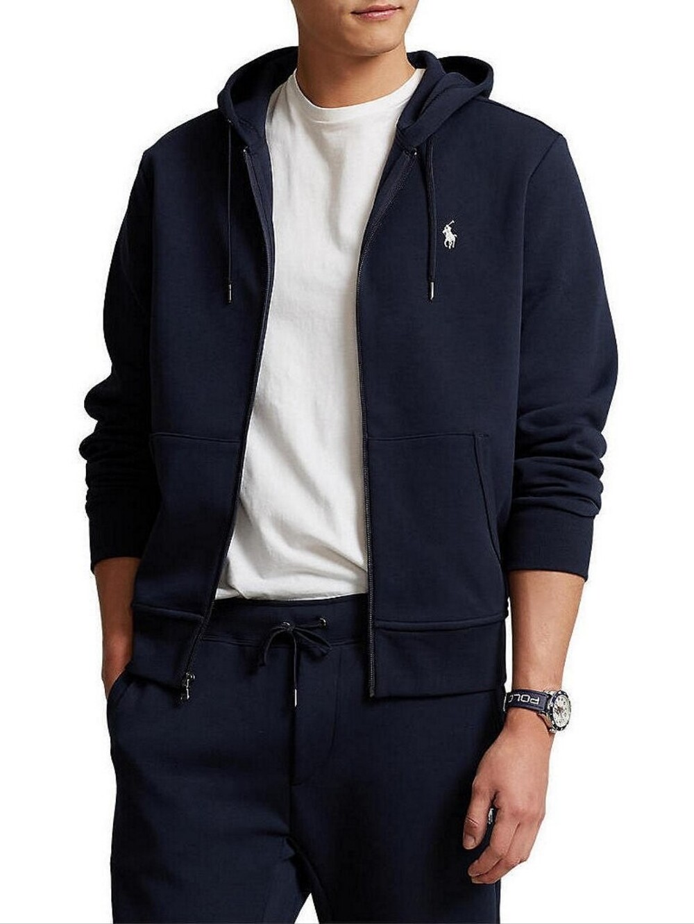 Polo by Ralph Lauren Navy Full-Zip Hooded Sweatshirt W/Embroidered Pony Logo•M🐎